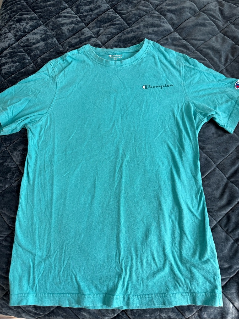 Champion Men's Teal Short Sleeve Crewneck T-Shirt